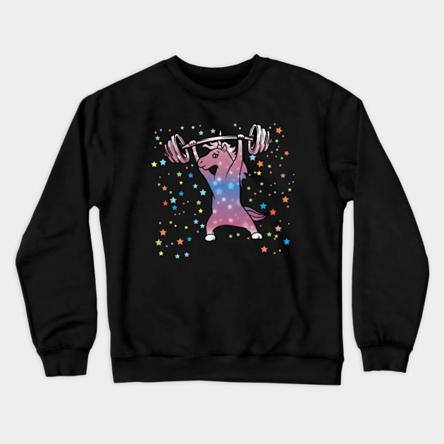 Unicorn Weightlifting Gym Motivation Fun Crewneck Sweatshirt by Nulian Sanchez